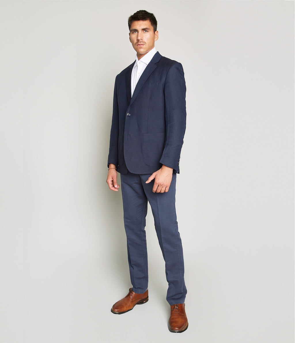 Blazer Hombre 100% Lino Azul Marino