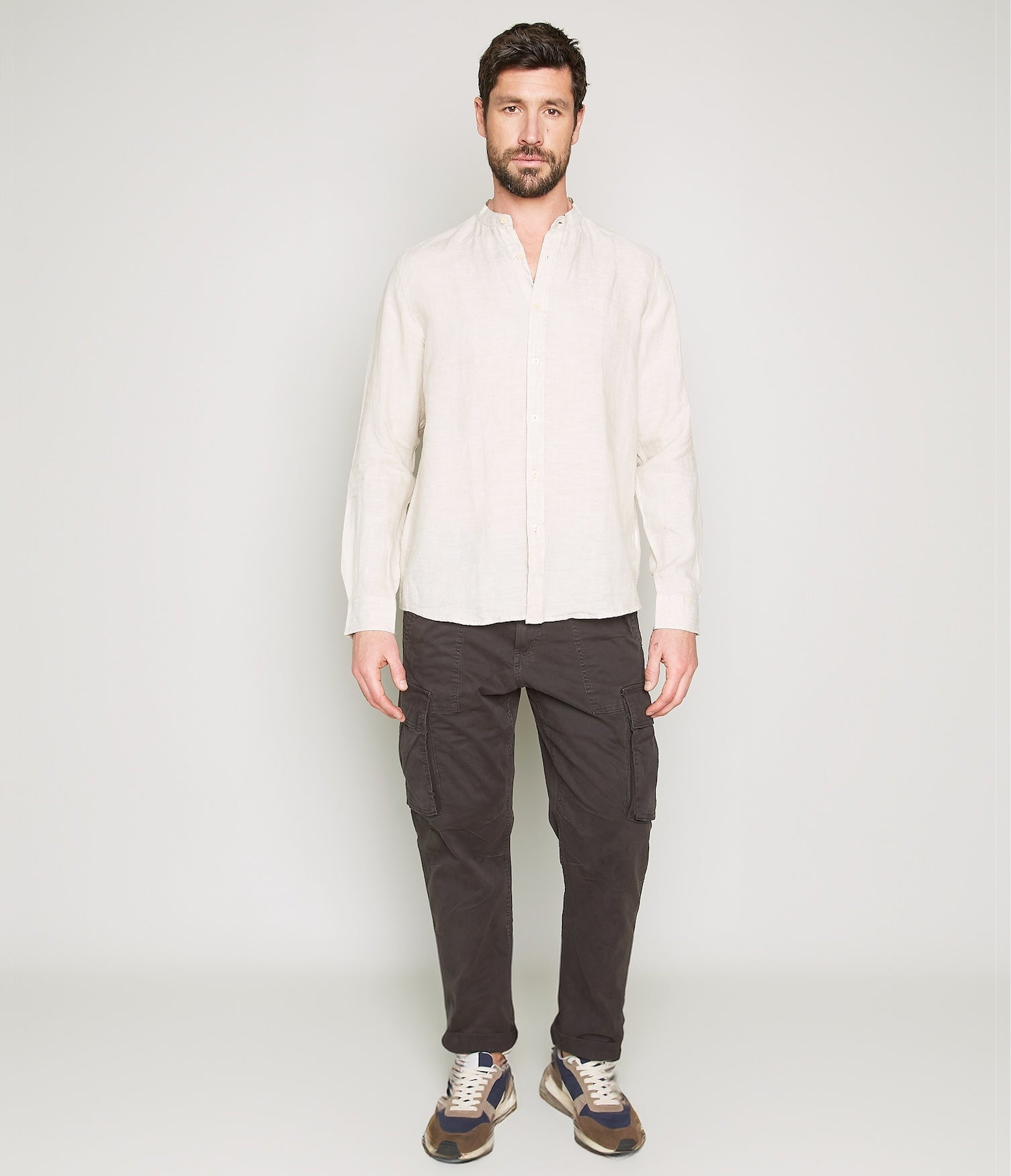 Camisa Hombre Lino Saonna M/Larga Beige