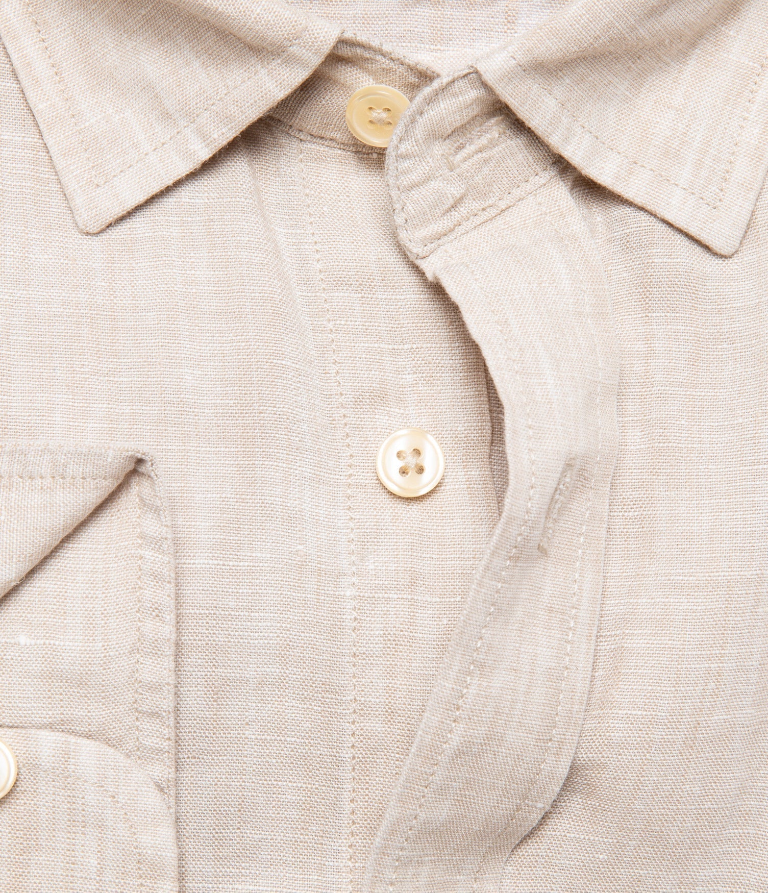 Camisa Hombre 100% Lino Saint Manga larga Beige