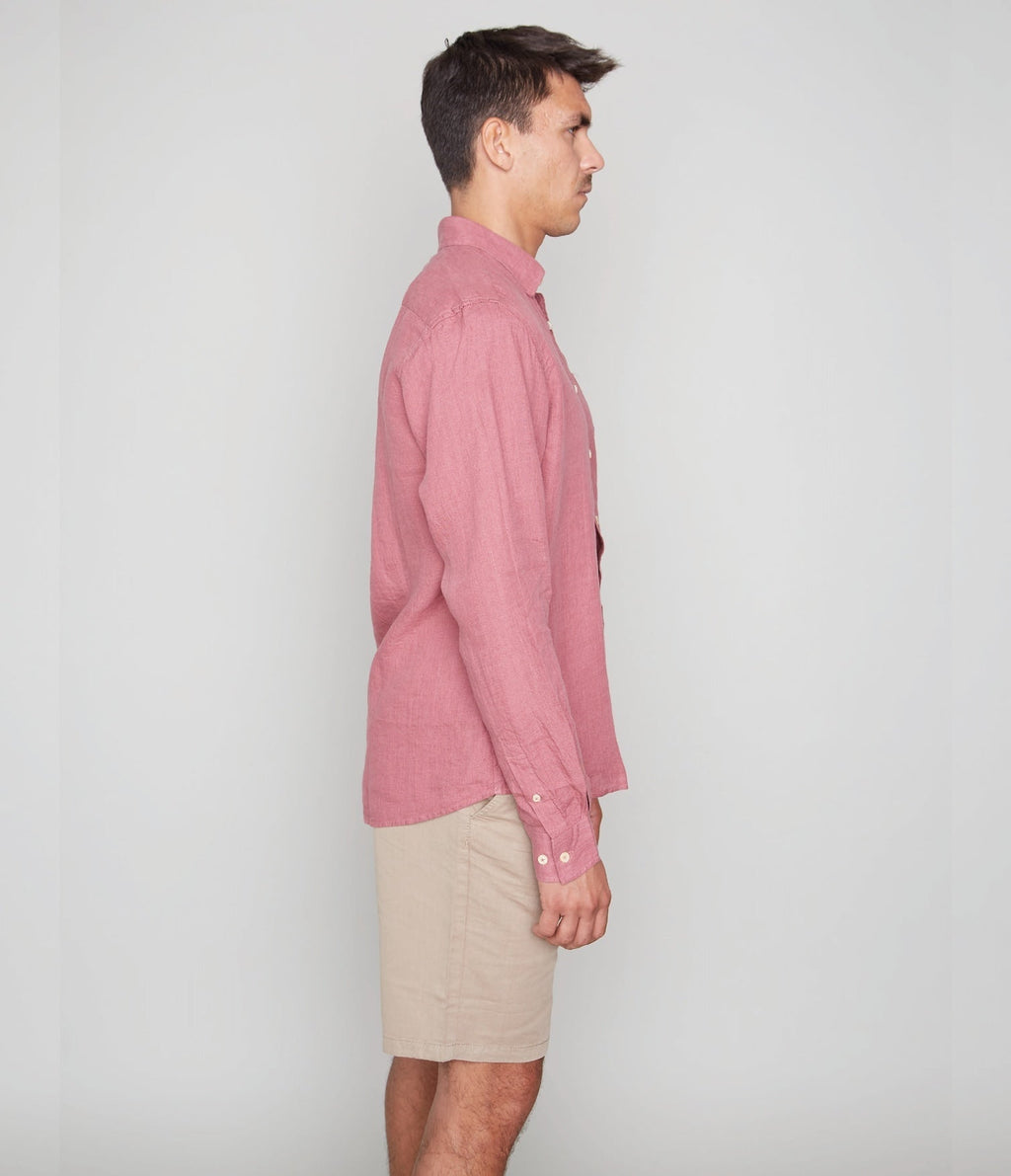 Camisa Hombre Lino Saint M/larga Rojo