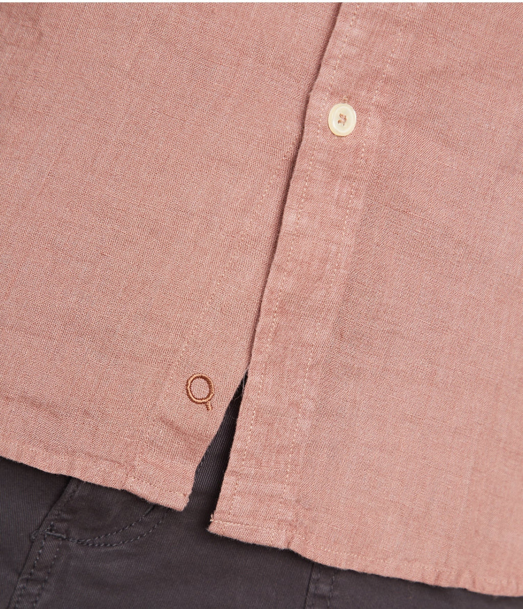 Camisa Hombre Lino Saint M/larga Terracota