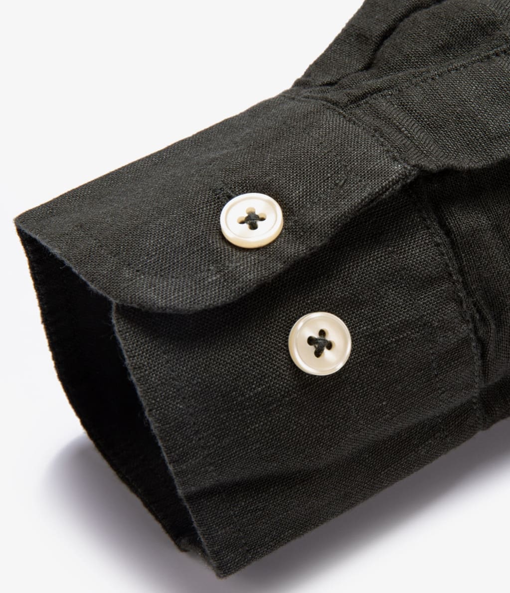 Camisa Hombre Lino Viscosa Nevis Verde Oscuro