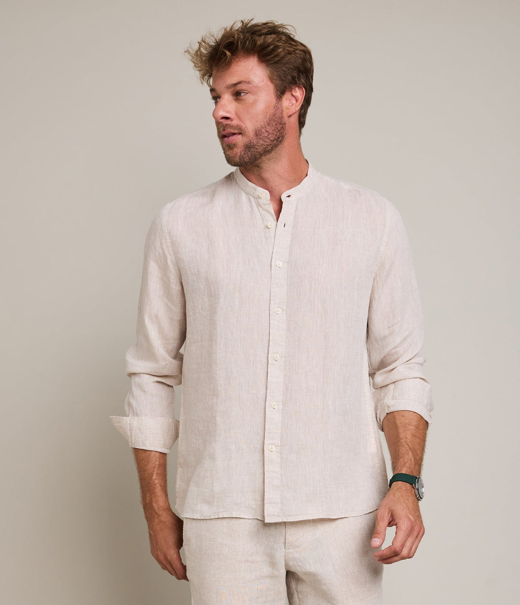Camisa Hombre Lino Soria Beige